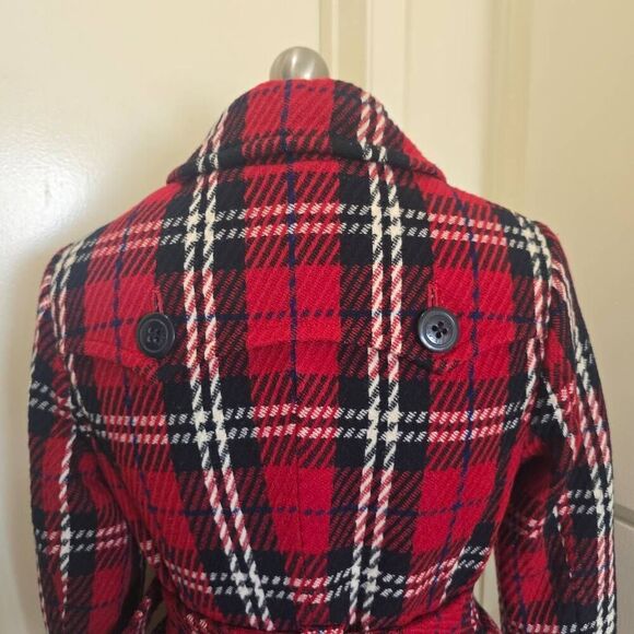 E.land Univ. Marine Club SB Red/Blk/Blue Plaid Belted Jkt., Vtg., Sz. 6, EUC - Picture 8 of 8